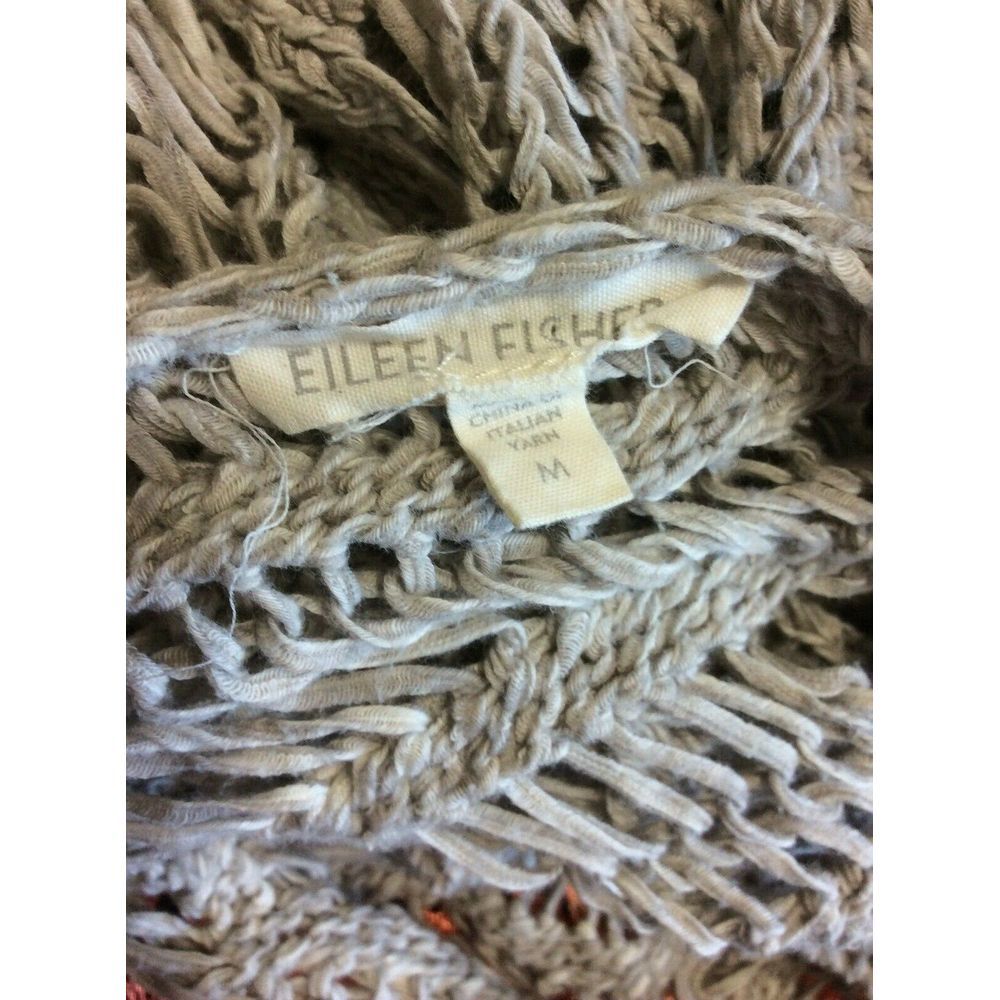 Eileen Fisher Gray Open Knit Cover Up Top Shirt - Picture 5 of 6